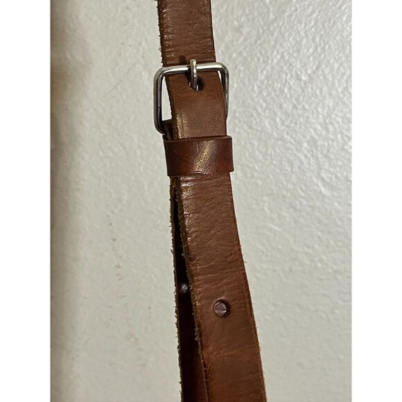 Vintage Hand Tooled Leather Brown S Boho Western Floral Crescent Medallion 70s - Picture 10 of 13